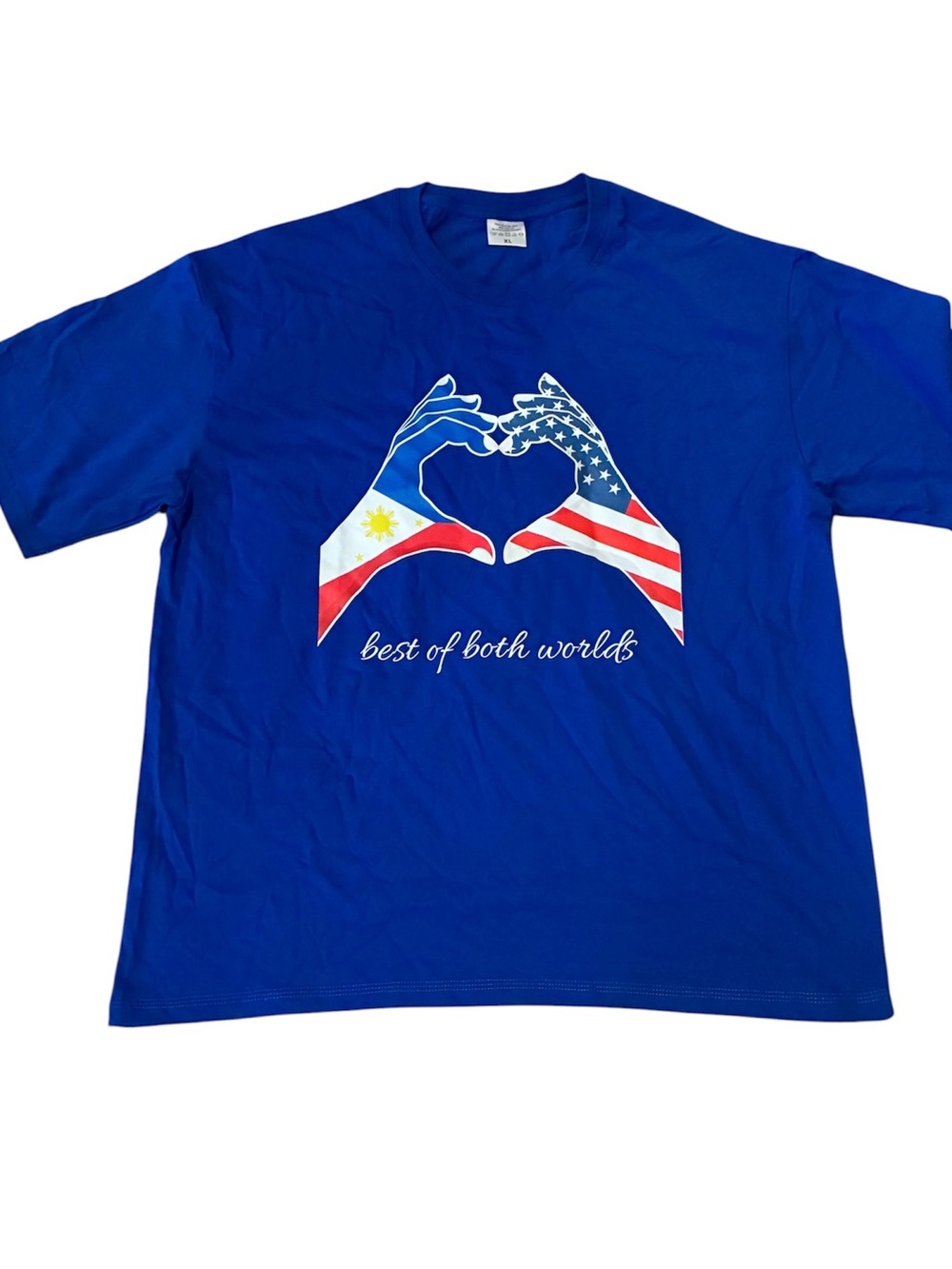 Best of both Worlds Philippines & USA Blue Adults Shirt Size XL